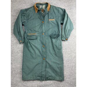 East West Rugged Coat Mens Medium‎ Green Barn Chore Plaid Lined Leather Collar